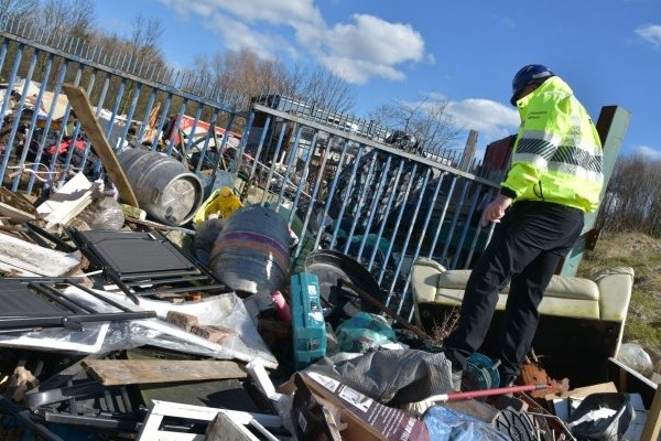 Environment Agency officer at a waste crime site