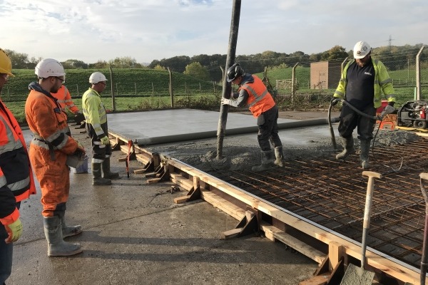 Concrete made from wastewater being poured