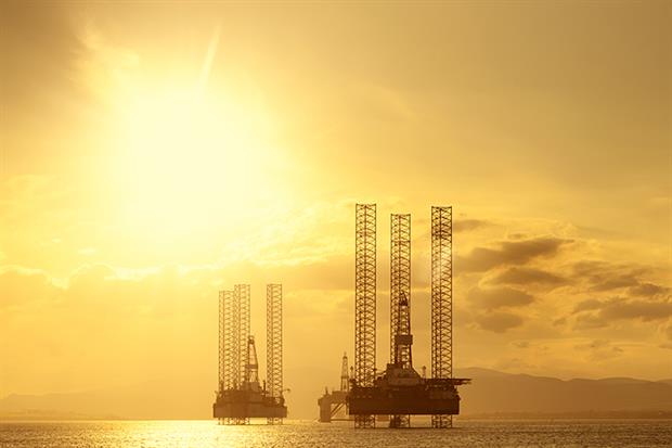 An oil platform in the North Sea off Scotland. Photograph: Christopher Ames/Getty Images