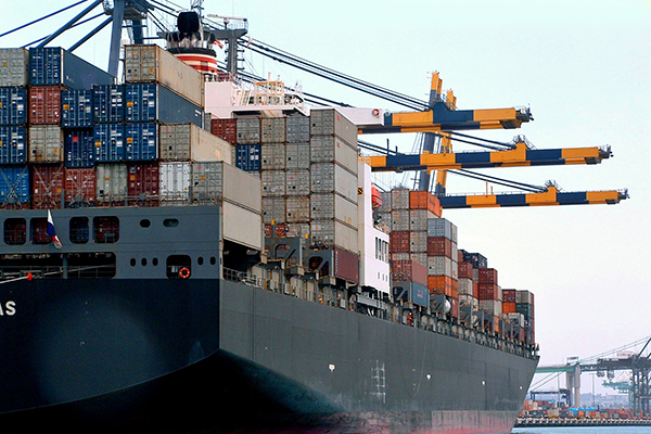 Cargo ship in port