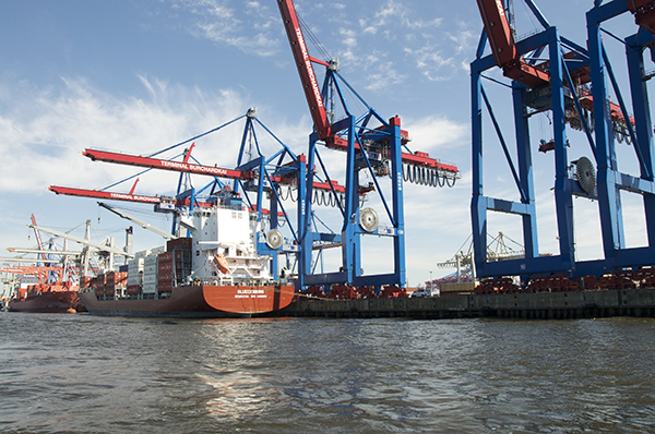 Container ship in port