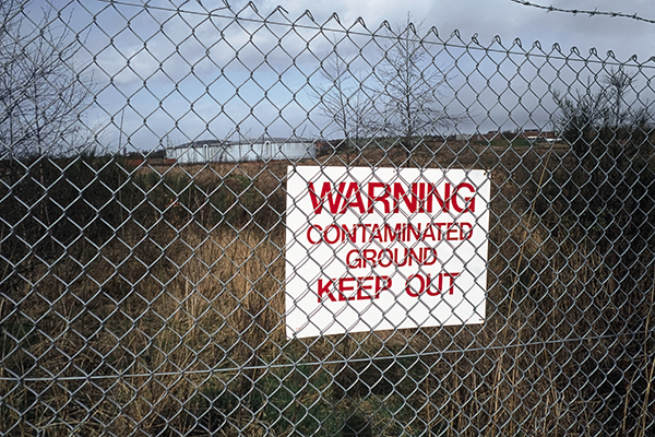 Contaminated land warning sign