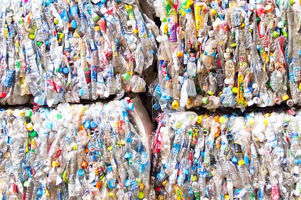 Bales of plastic recyclate. Photograph: Patibutkan Singsoot/123RF