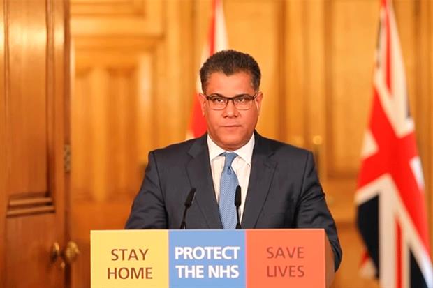 Business secretary Alok Sharma addresses journalists in Wednesday's coronavirus press conference. Photograph: 10 Downing Street
