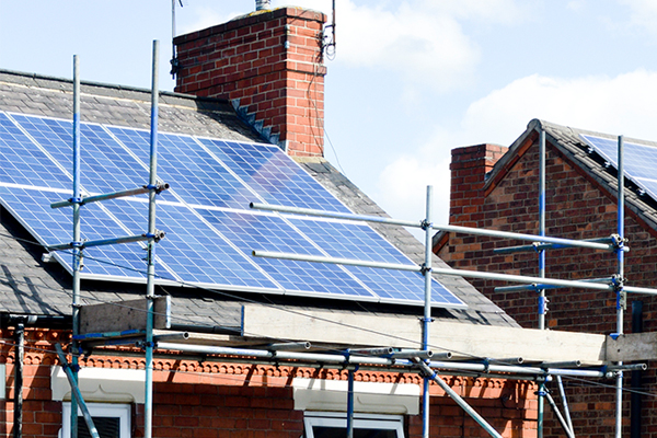 Solar panel on roof of house