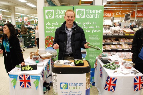 Grower Addy Breugem promotes the season's first cucumbers - image: Thanet Earth