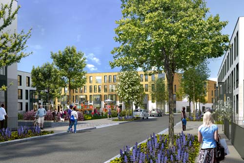 Artist's impression of plans for the Chobham Manor scheme - image: OPLC