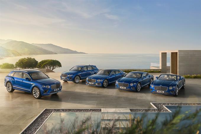 Bentleys parked by the sea