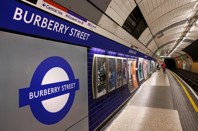 Bond Street tube station resigned as 'Burberry Street' during London Fashion Week