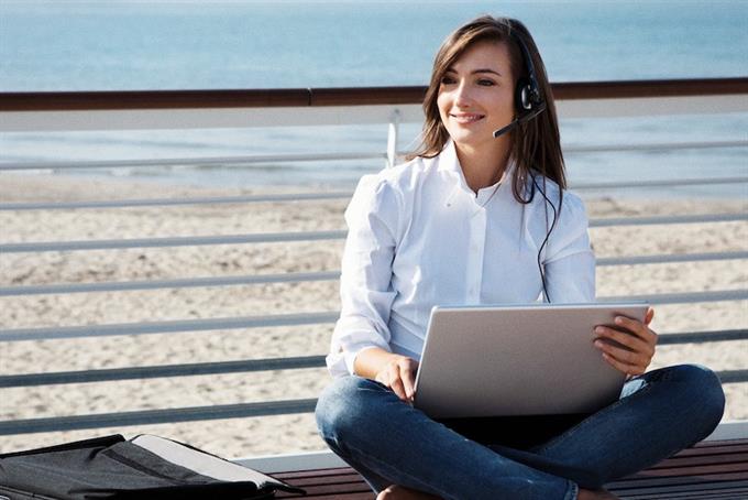 Woman working remotely on laptop
