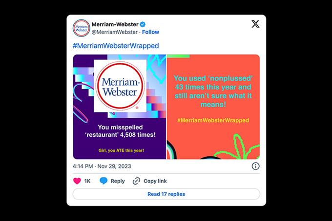 Merriam-Webster Twitter page