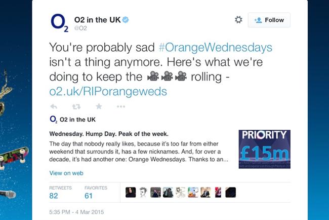 O2: tweets details of an Orange Wednesdays resurrection
