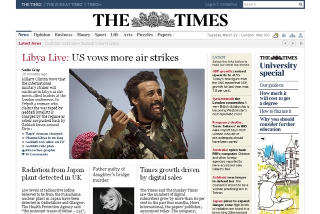 The Times website: subscription growth