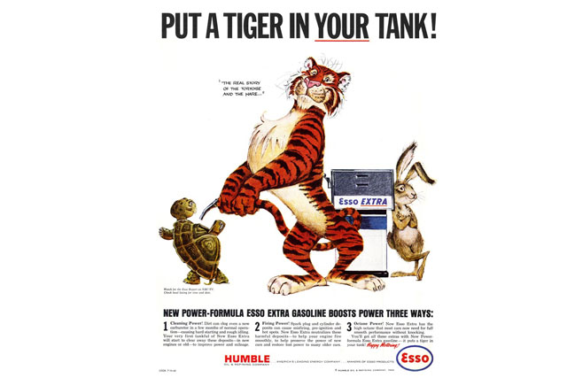 The history of advertising in quite a few objects: Esso tails