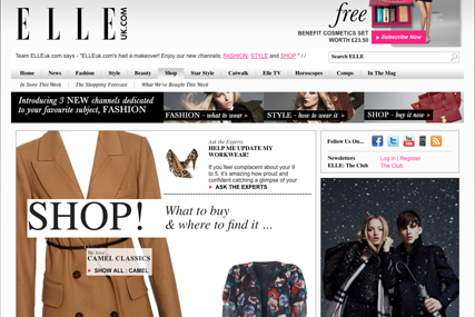ElleUK website: Shop channel