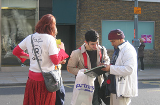 Chuggers at work