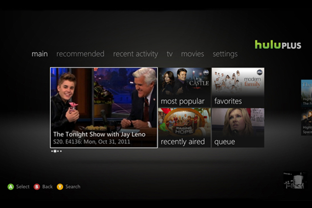 Hulu, as it will appear on Xbox US