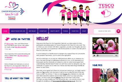 Tesco: Race for Life website