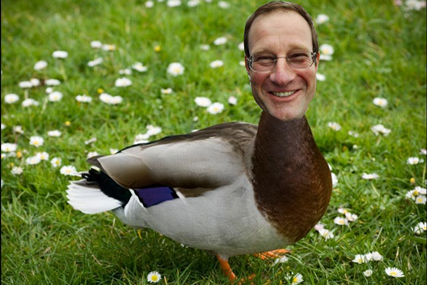 Duckface: Desmond's boardroom style is quackers