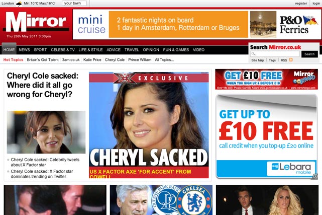 Mirror Group: website recorded a 24% rise in unique browsers