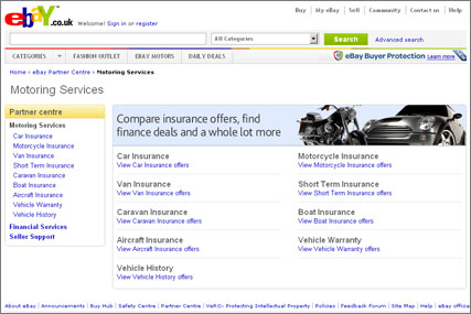 EBay motoring services: adds hub to website