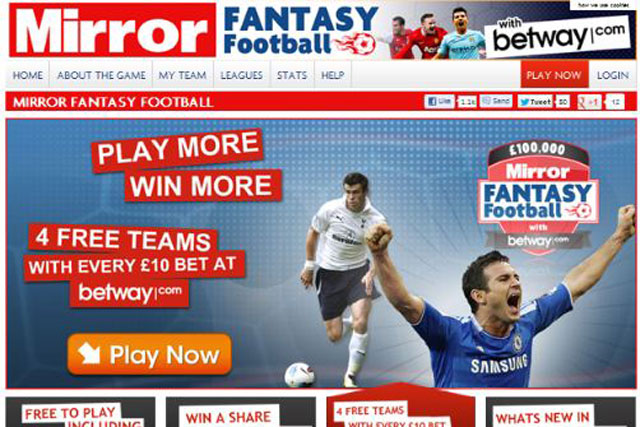 Trinity Mirror: partners with Betway for rebranded fantasy football competition 