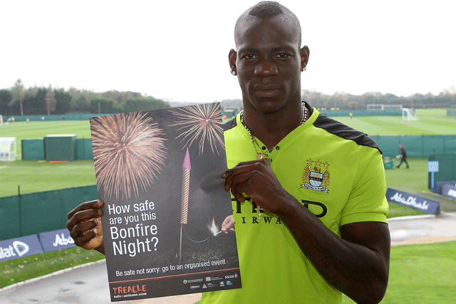 Mario Balotelli: Manchester City player backs fireworks safety campaign