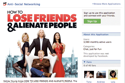 The Facebook app for How to Lose Friends & Alienate People