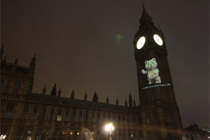 Ted was projected onto the Houses of Parliament