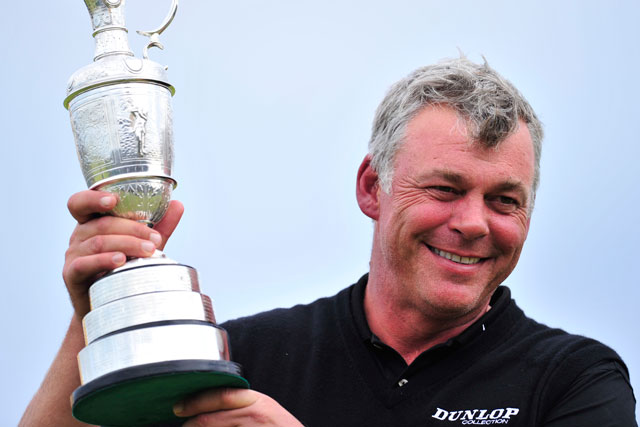 Darren Clarke: receiving the Open Championship winner's Claret Jug trophy