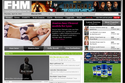 Bauer's FHM.com website