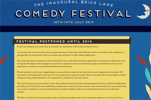 Organisers forced to cancel Brick Lane Comedy Festival