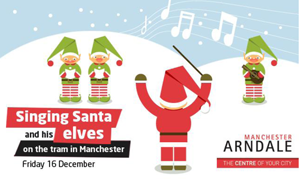 Singing Santa flash mobs Manchester commuters
