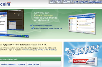 Colgate sponsors MySpace web messenger service