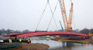 London 2012 finish line lifted into place
