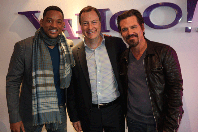 Spot the superstar: Will Smith, Yahoo's James Wildman and Josh Brolin