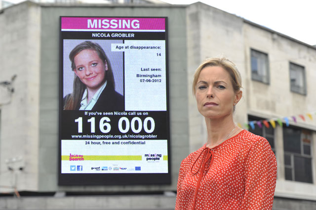 Missing People: charity ambassador Kate McCann launches digital outdoor campaign