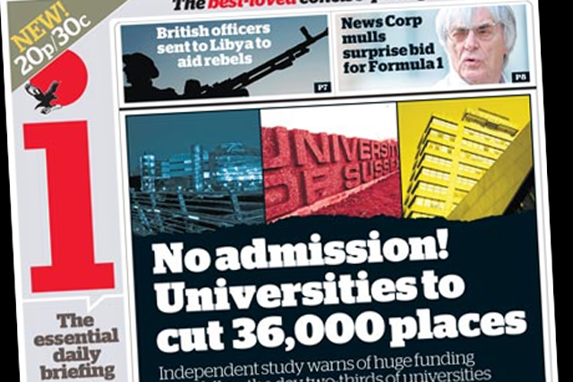 The i: Independent Print readies 30p Saturday edition