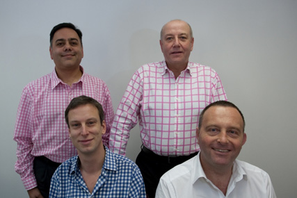 Signings: Bill Jones, back row, right, with the Twenty Twenty Media management team