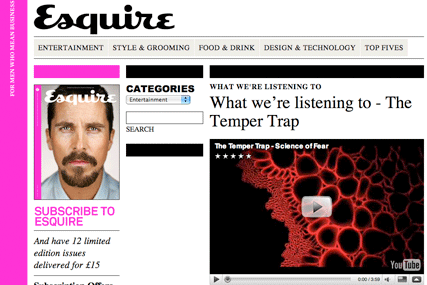 Esquire: has launched website