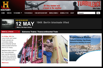 History.co.uk: one of the channels retained by Tremor Media