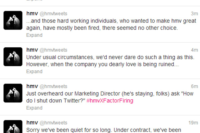 HMV: Twitter account hijacked