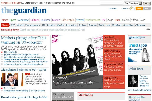 Guardian.co.uk: topped three million daily average browsers last month