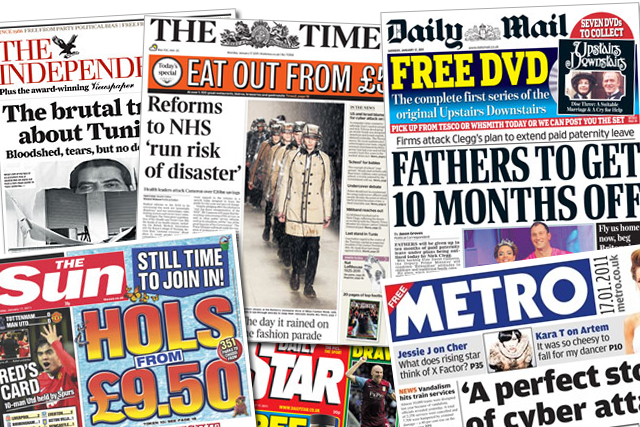 National newspaper ABC figures for December 2010