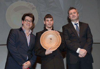 Comedian Michael McIntyre, Andrew James, winner of the Educational Achiever of the Year award at the Prince's Trust Celebrate Success awards, and Clear Channel's Rob Atkinson