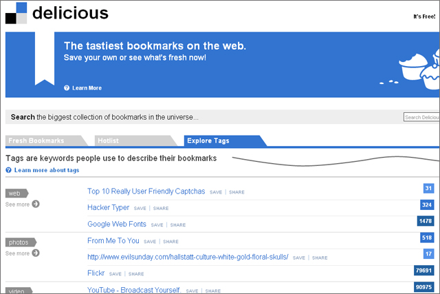 Delicious: social bookmarking service is sold to YouTube founders