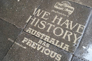 Curb adverts and experiential activity promote beer at the Ashes
