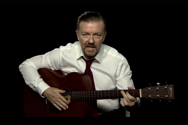 Ricky Gervais: teaches guitar as David Brent on YouTube