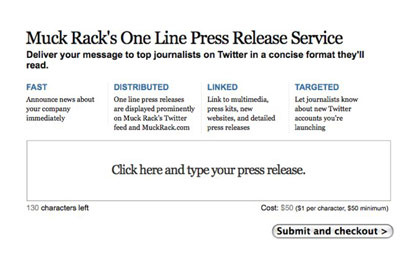 Muck Rack's one line press release service