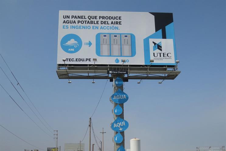 Clear Channel billboard converts humidity into drinking water